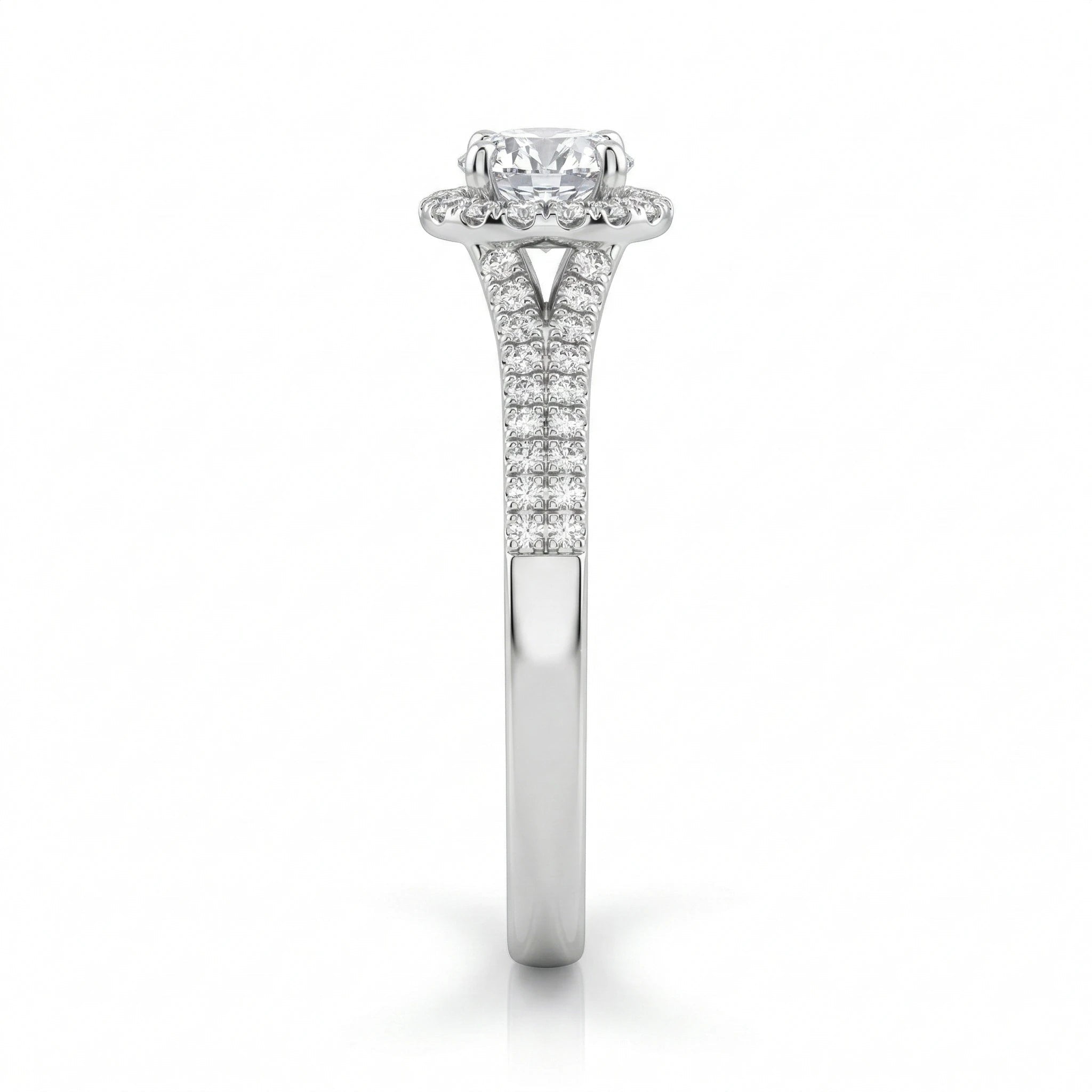 0.43ct GIA Round Cut Natural Diamond Halo Setting Engagement Ring, D / VS1 Chloe's Jewellers