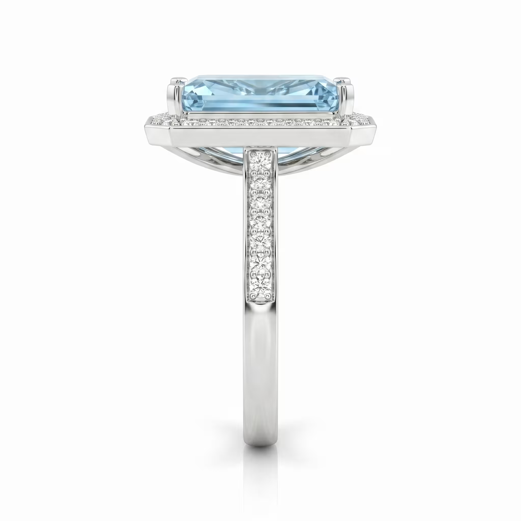 6.01CT Emerald shape Aquamarine Stone Engagement Ring - Platinum Chloe's Jewellers
