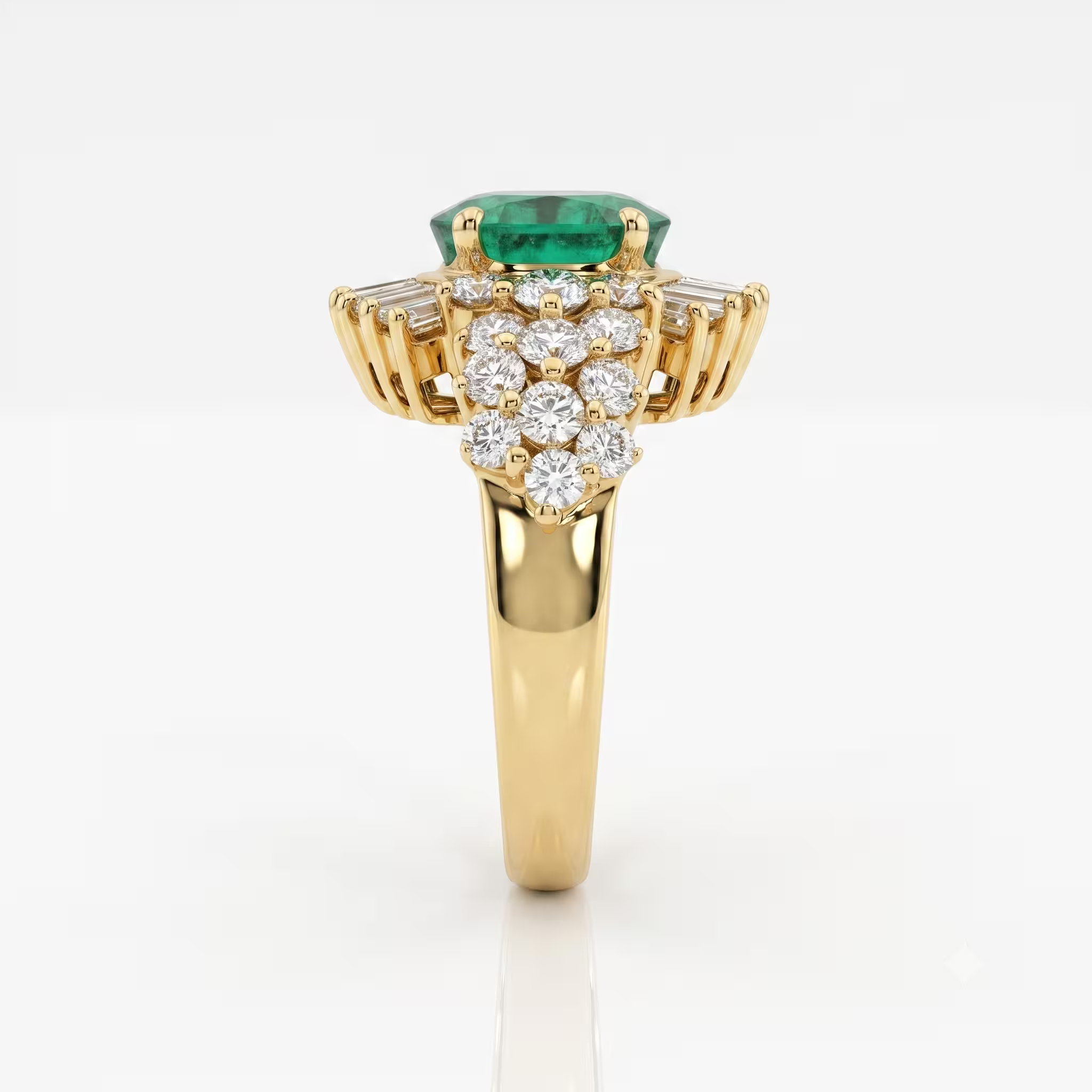 2.60ct Oval Cut Zambian Emerald Halo Setting Engagement Ring - 18K Gold