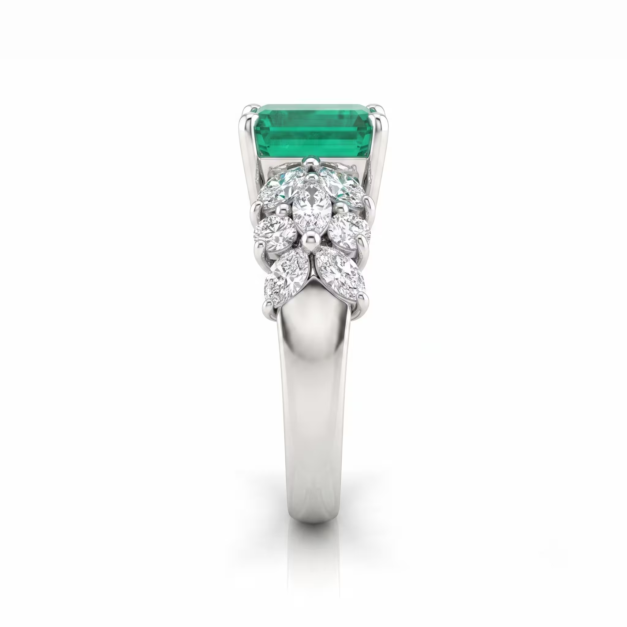 2.33ct Emerald Cut Colombian Emerald Engagement Ring - Platinum