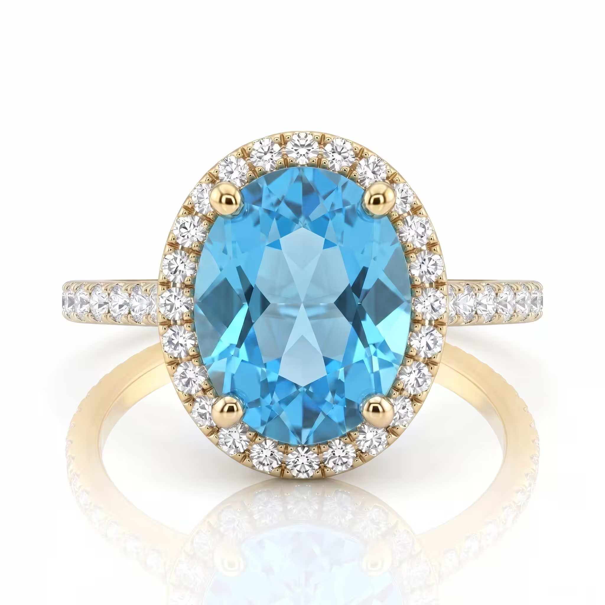 1.70ct Oval Cut Blue Topaz Engagement Ring - Platinum