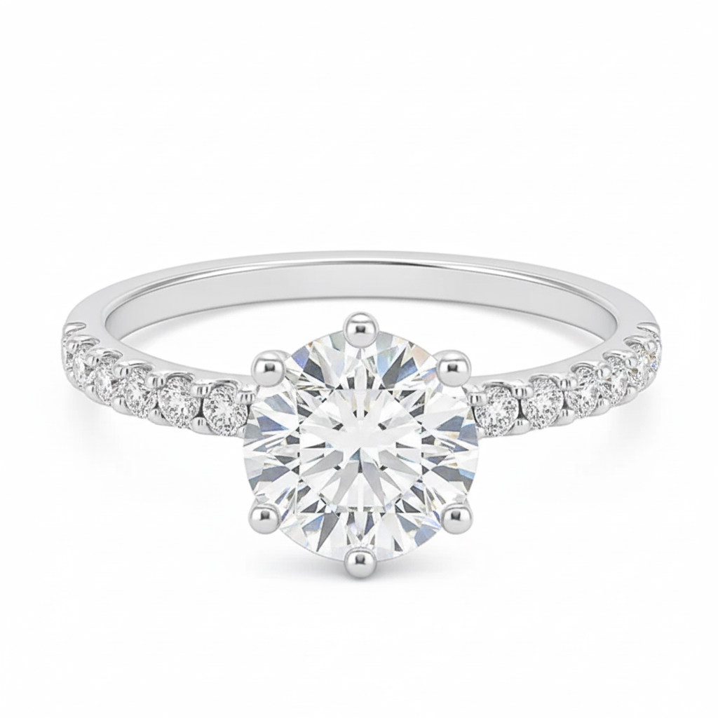 0.50ct Six Claw Pave Diamond Shoulders