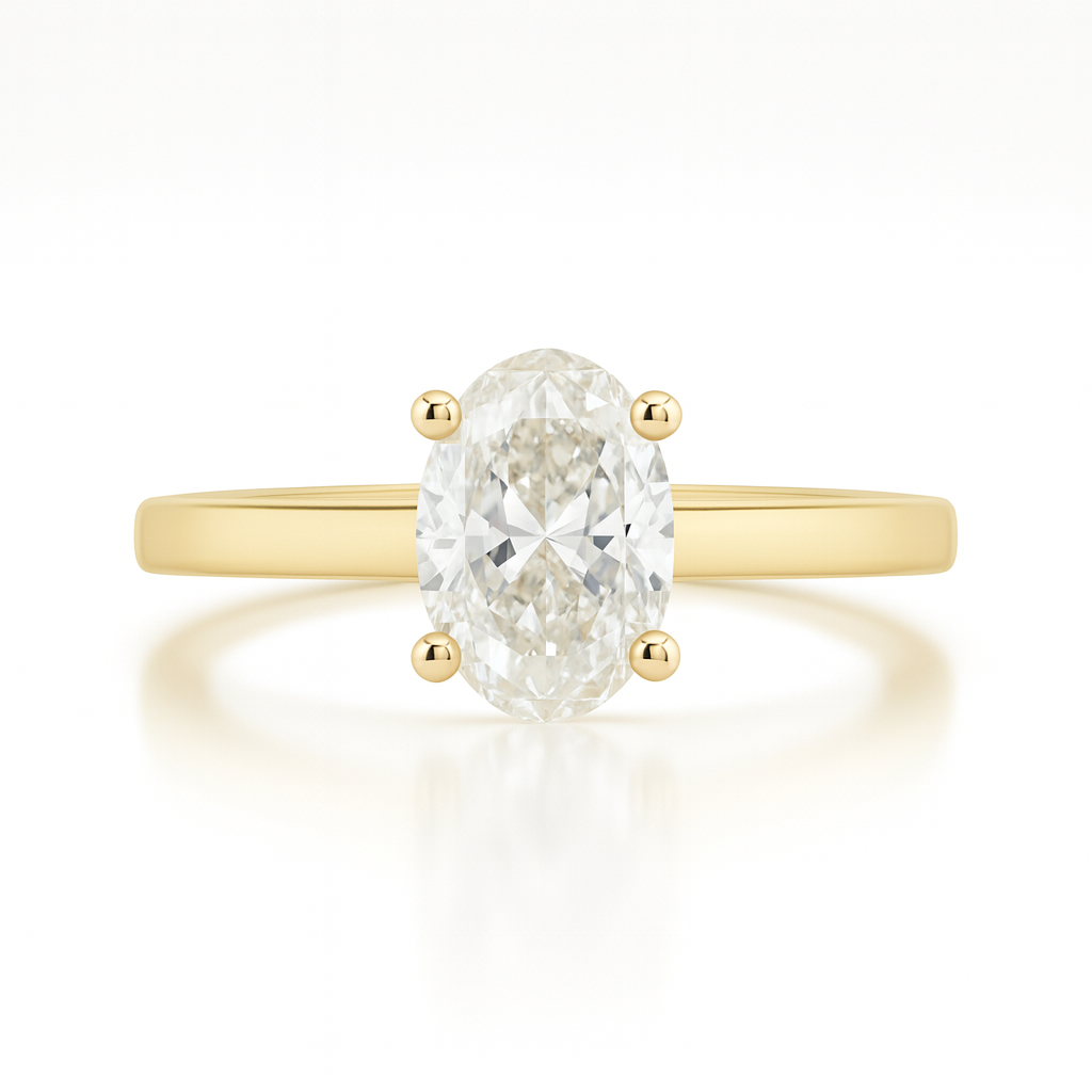 Natural Oval Cut Solitaire Setting Engagement Ring