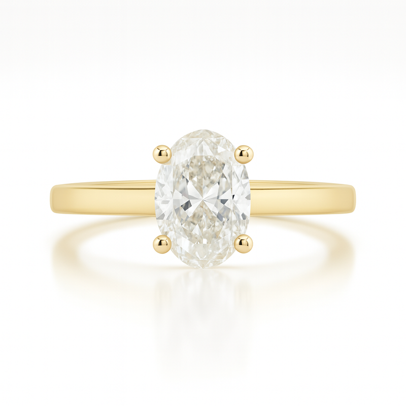 Natural Oval Cut Solitaire Setting Engagement Ring