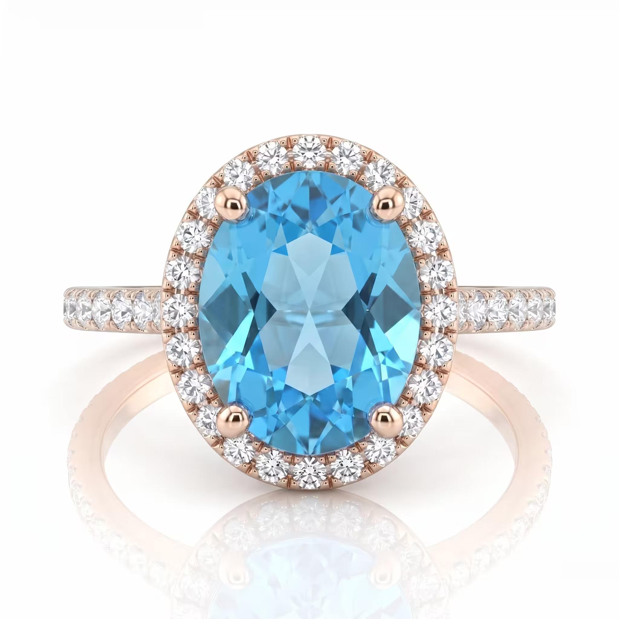 1.70ct Oval Cut Blue Topaz Engagement Ring - Platinum