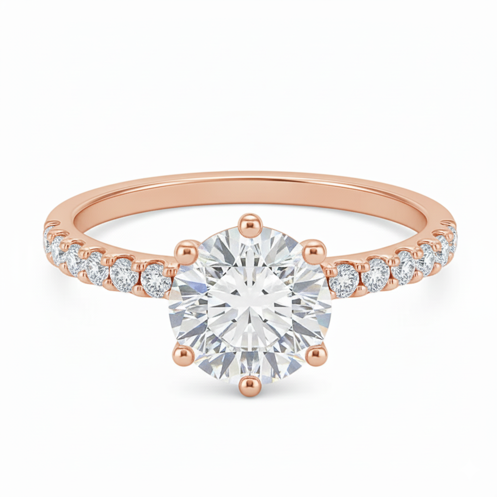 0.50ct Six Claw Pave Diamond Shoulders