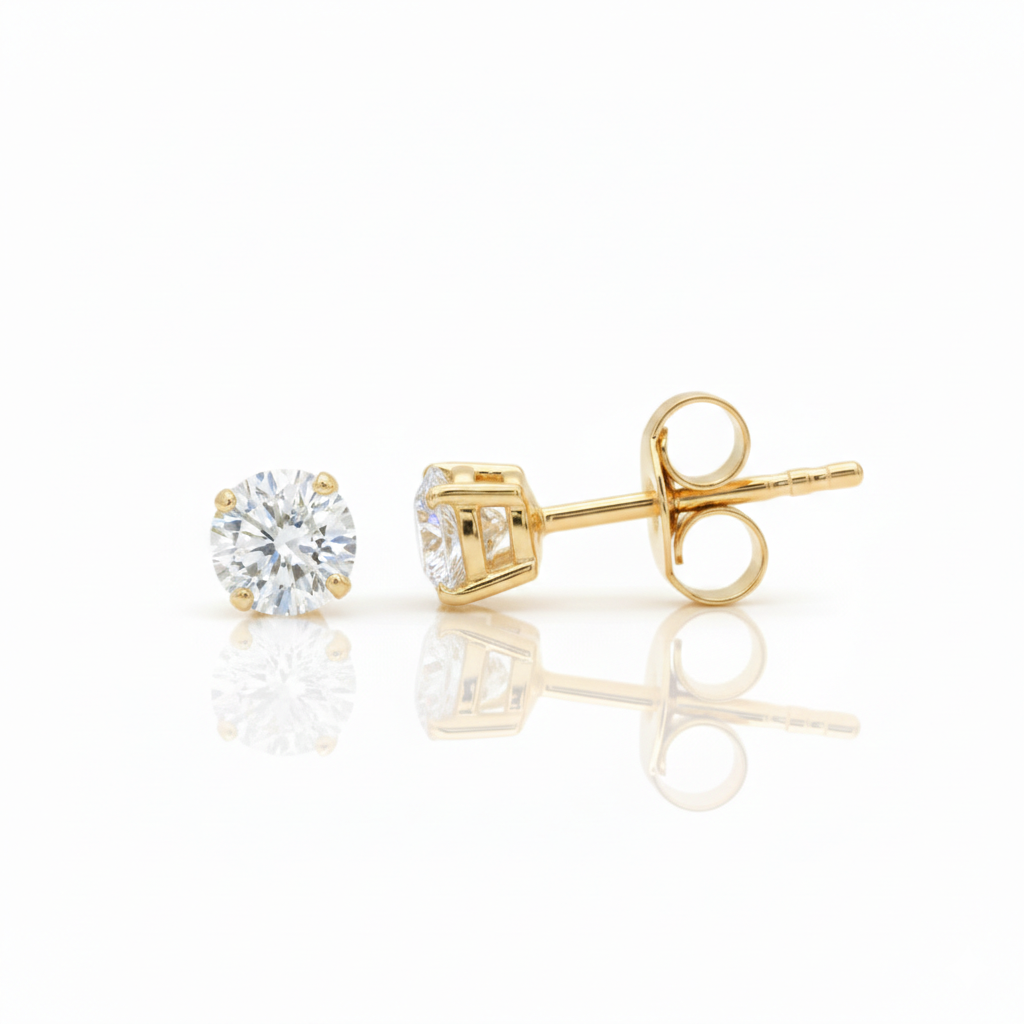 0.88cts Round Cut Lab Diamond Stud, 18ct White Gold