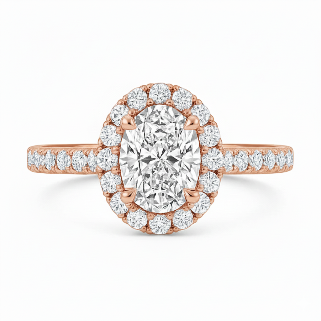 0.52ct Oval Halo Ring