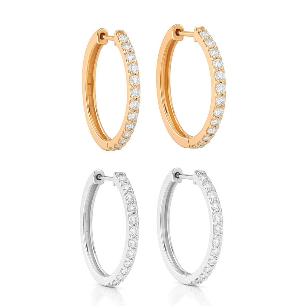 Grain Set Circle Hoop Diamond Earrings 0.26CT