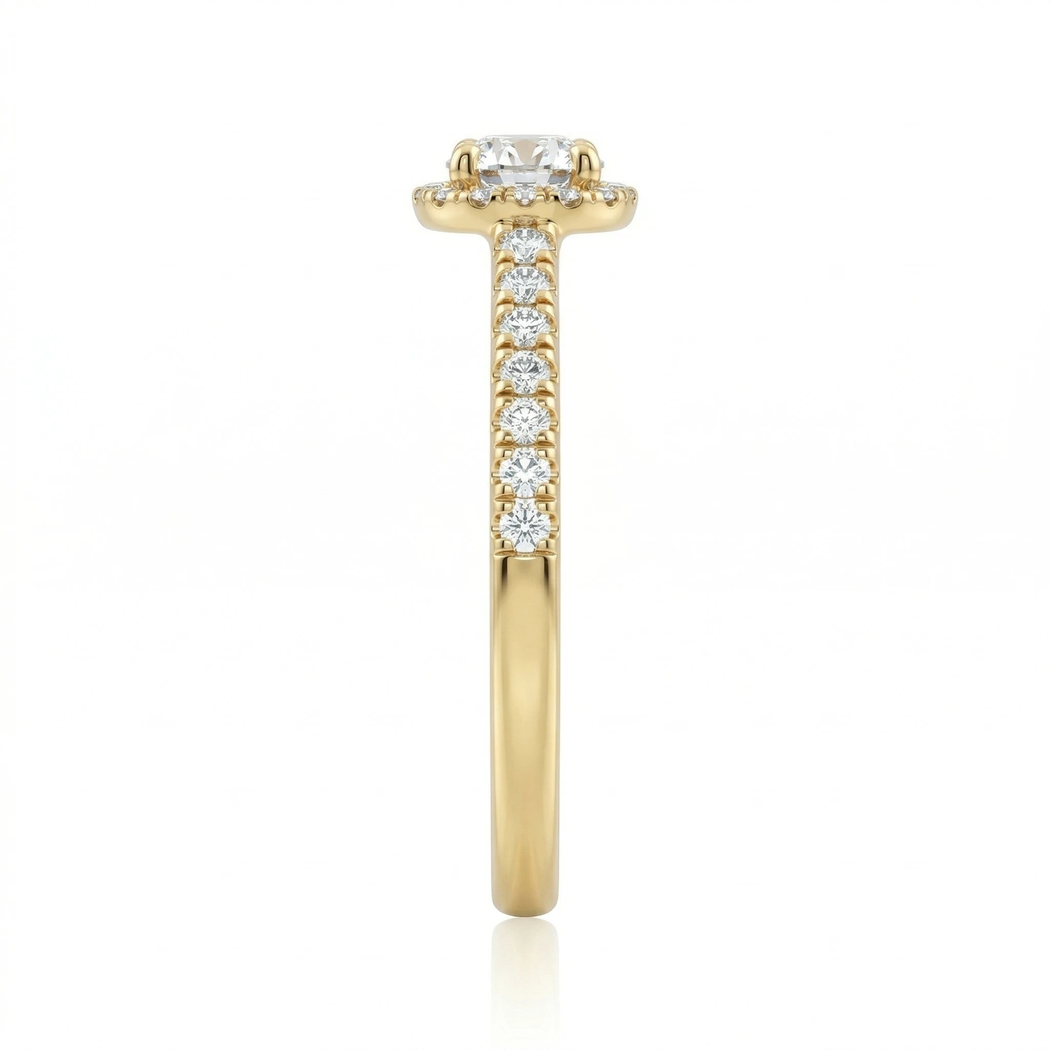 0.43ct GIA Round Cut Natural Diamond Halo Setting Engagement Ring, D / VS1 Chloe's Jewellers