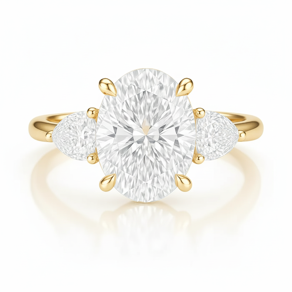 1.01ct Oval side stone ring