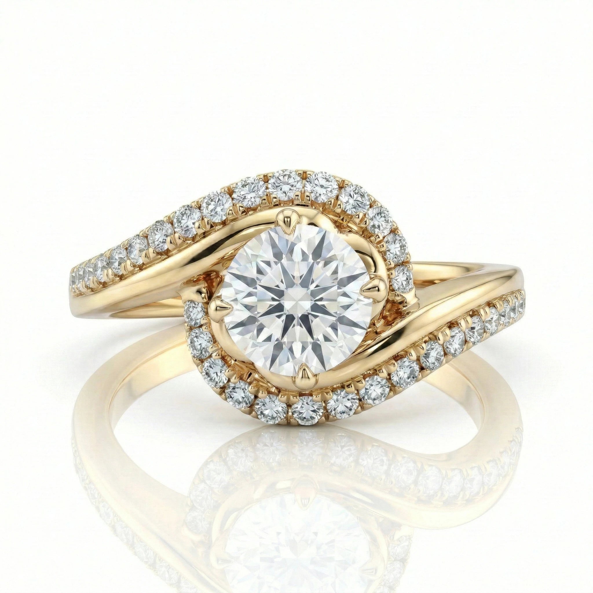 0.83ct GIA Round Cut Natural Diamond Semi Halo Engagement Ring, F / VS1 Chloe's Jewellers