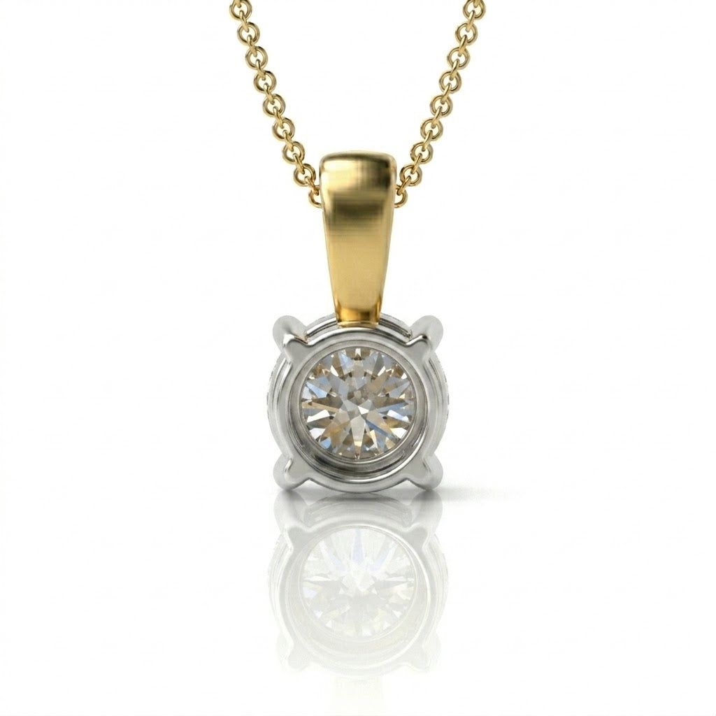 0.65ct Round Brilliant Cut Natural Diamond Solitaire Pendant Necklace Chloe's Jewellers