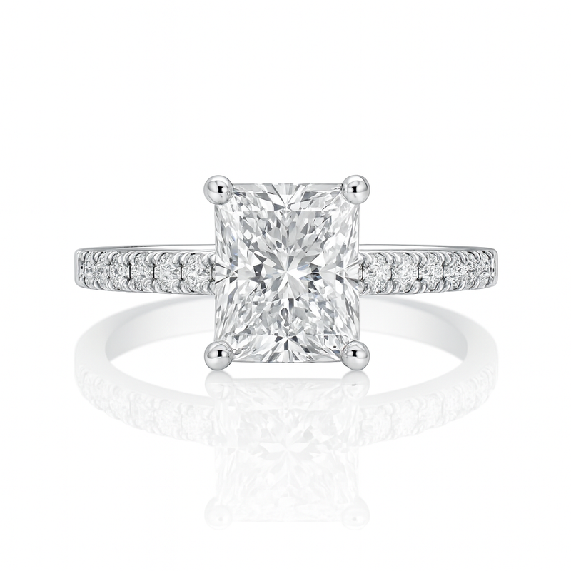 Natural Emerald Cut Diamond Cathedral Setting Engagement Ring 1.00CT