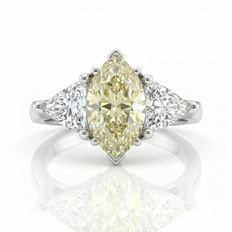 GIA Natural Fancy Yellow Marquise Diamond Engagement Ring | 1.45ct