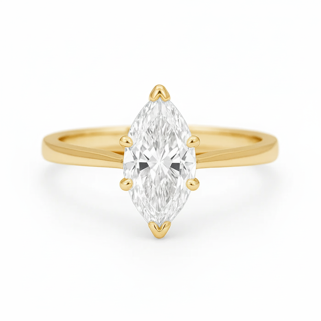 Platinum Marquise Diamond Solitaire Engagement Ring – 0.80ct H/VVS1