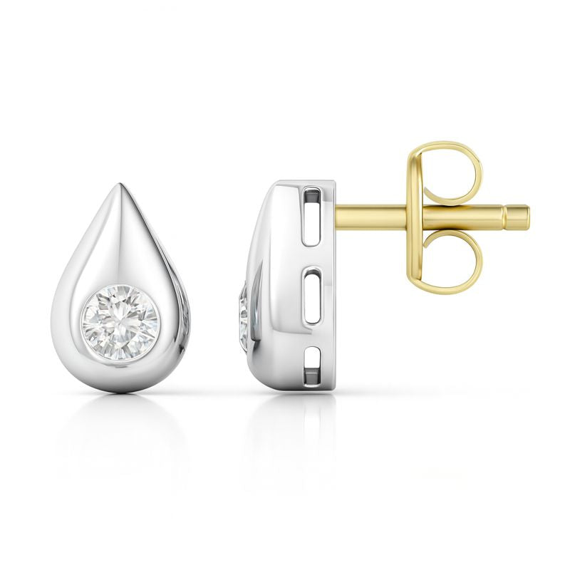0.30ct Round Diamond Tear Drop Earring, 18ct White Gold Chloe's Jewellers