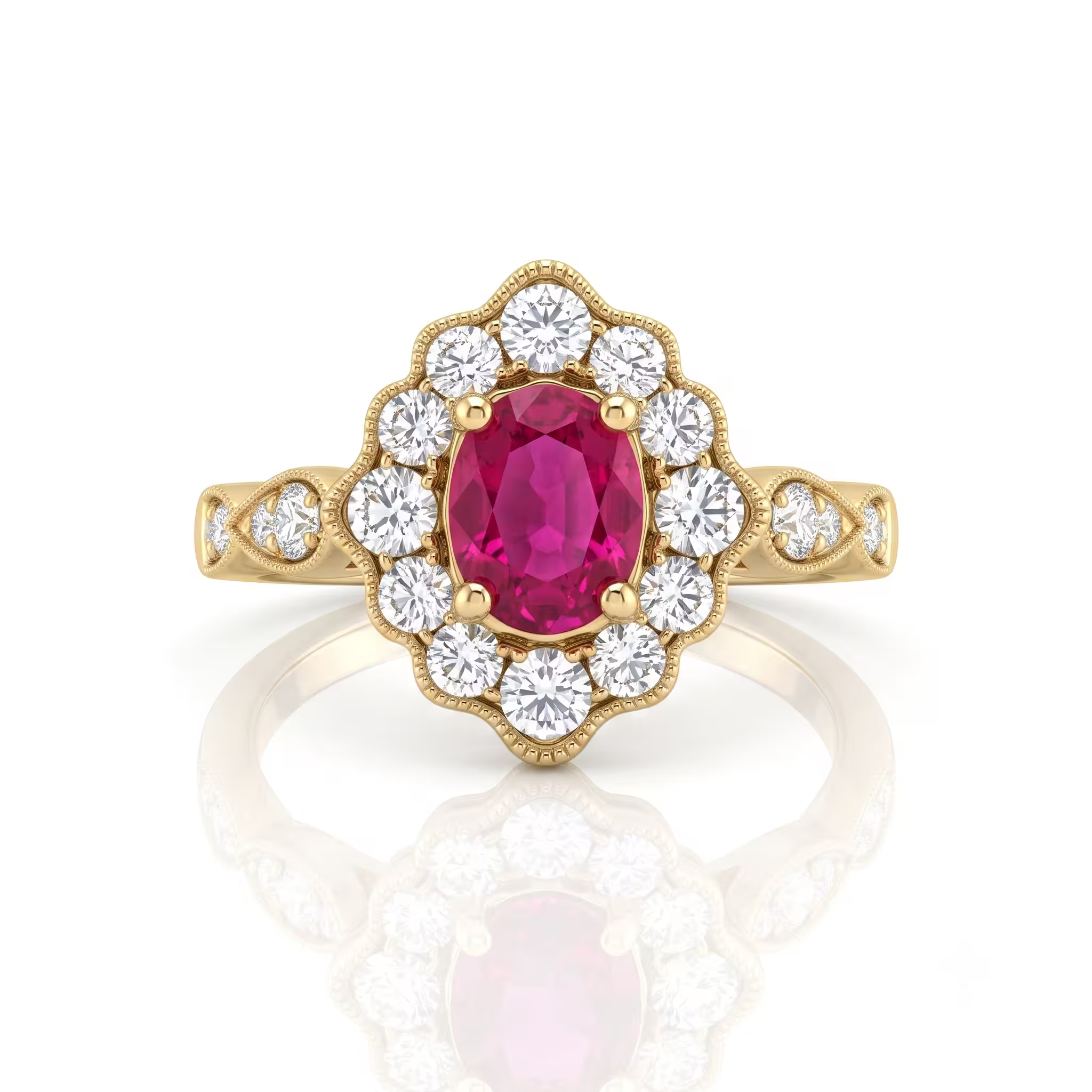 1.01ct Burma Ruby Engagement Ring | F VS1 Diamonds | 18K Gold