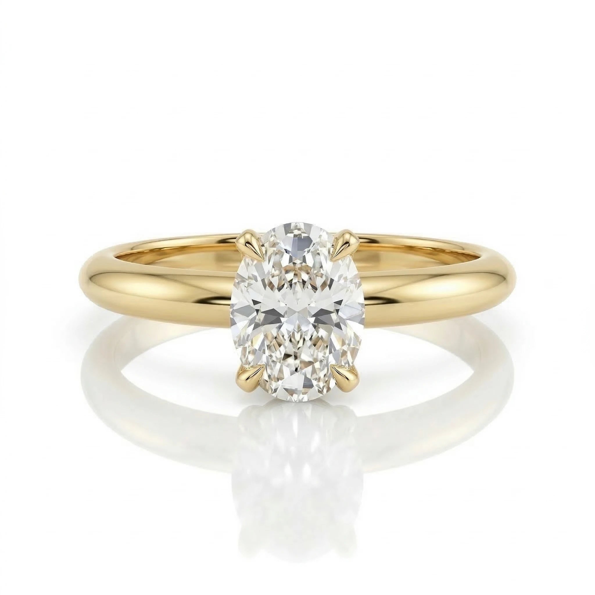 0.44ct Natural Oval Cut Solitaire Setting Engagement Ring