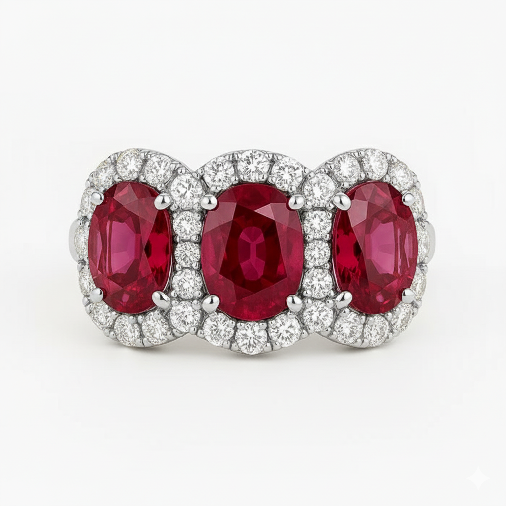 Ruby Halo Trilogy & Diamond Ring