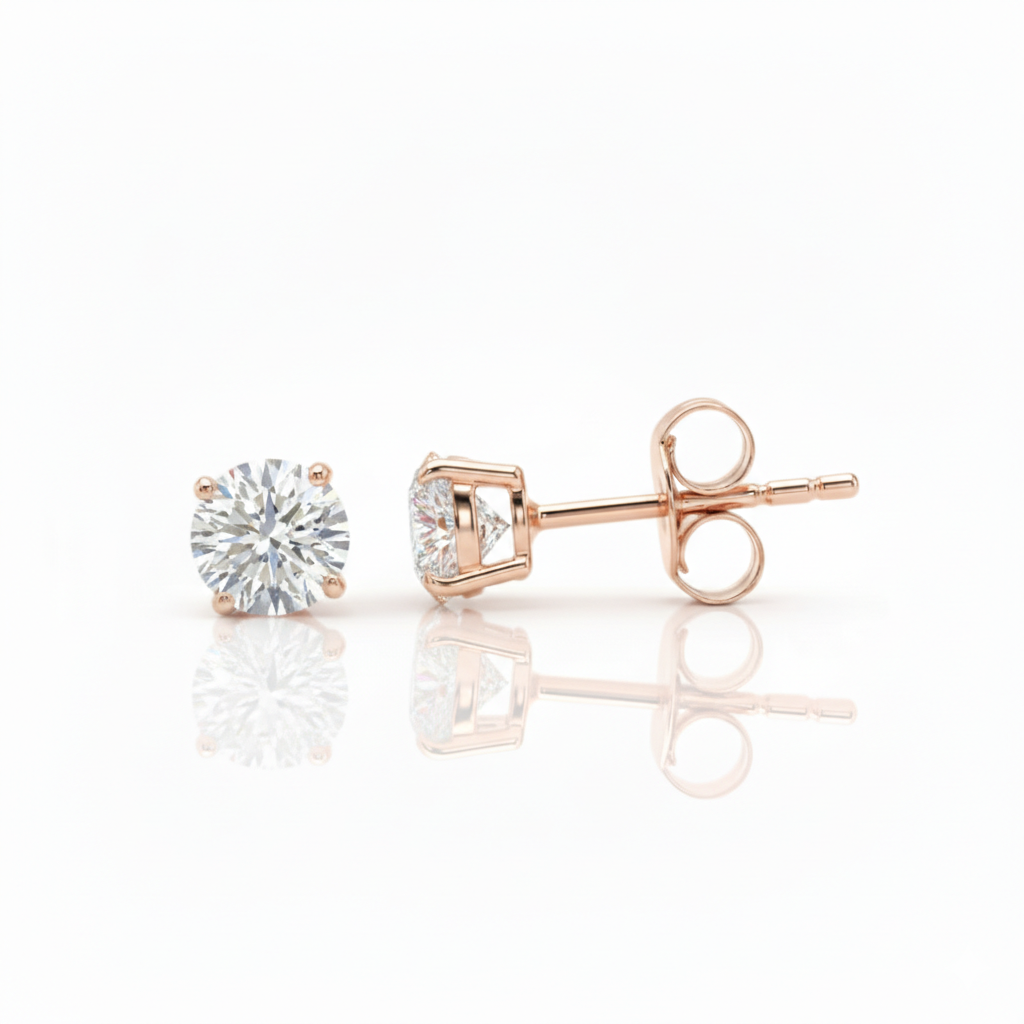 1.10cts Round Cut Lab Diamond Stud Yellow, 18ct Yellow Gold