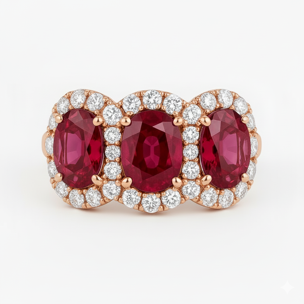 Ruby Halo Trilogy & Diamond Ring