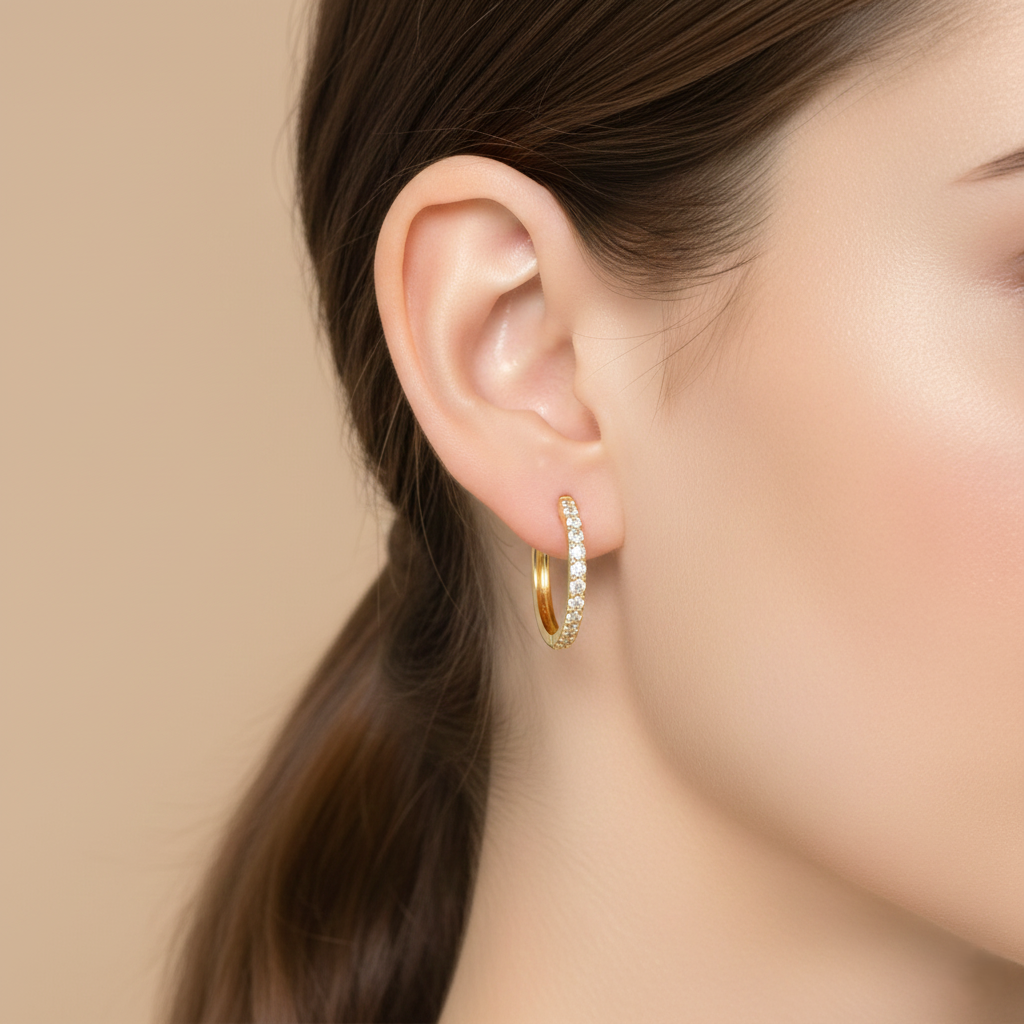 Grain Set Circle Hoop Diamond Earrings 0.26CT