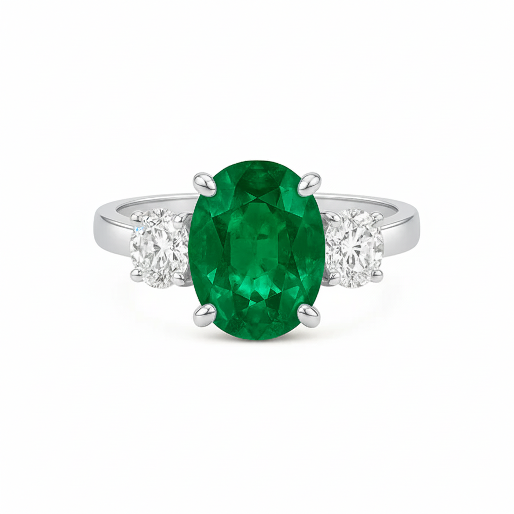 Primrose Green Emerald & Diamond Ring