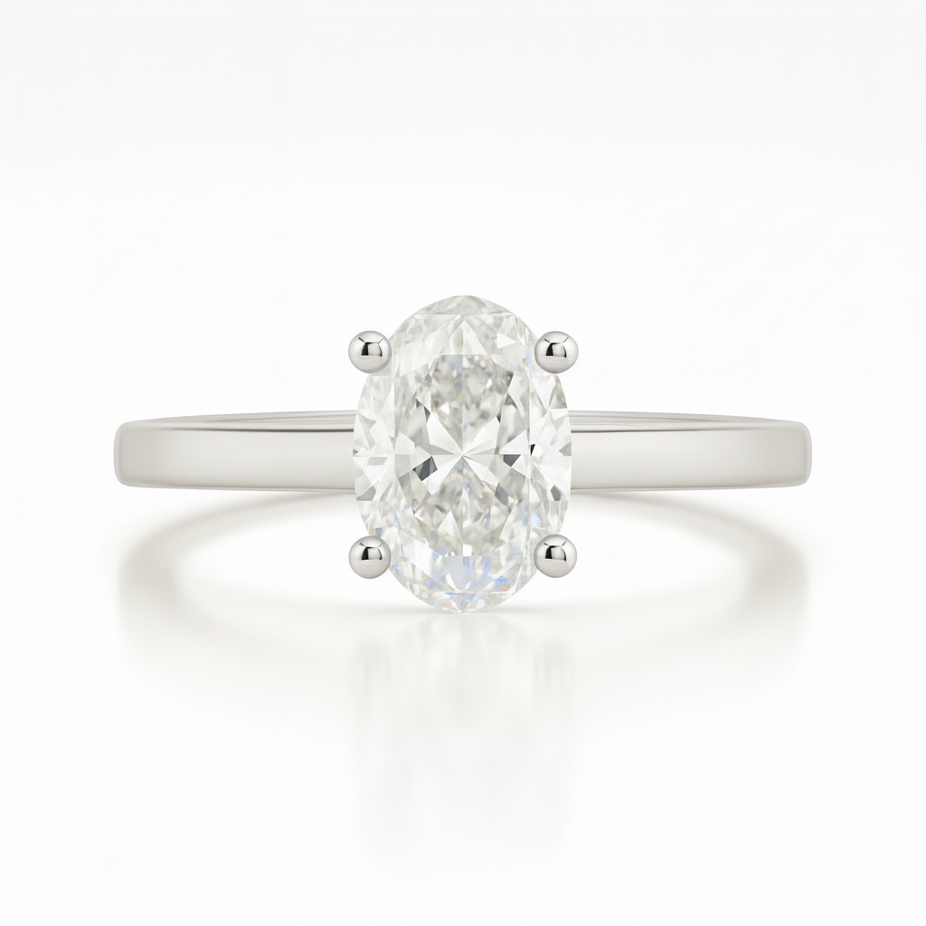 Natural Oval Cut Solitaire Setting Engagement Ring
