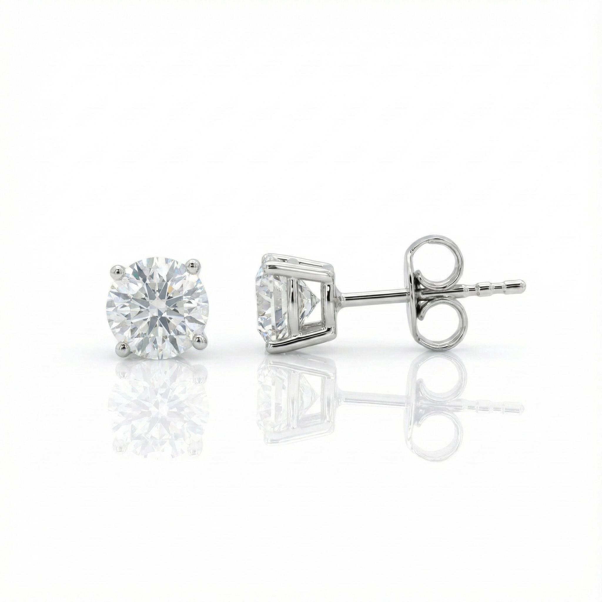 1.60cts Round Cut Lab Diamond Stud Earrings, 18ct White Gold