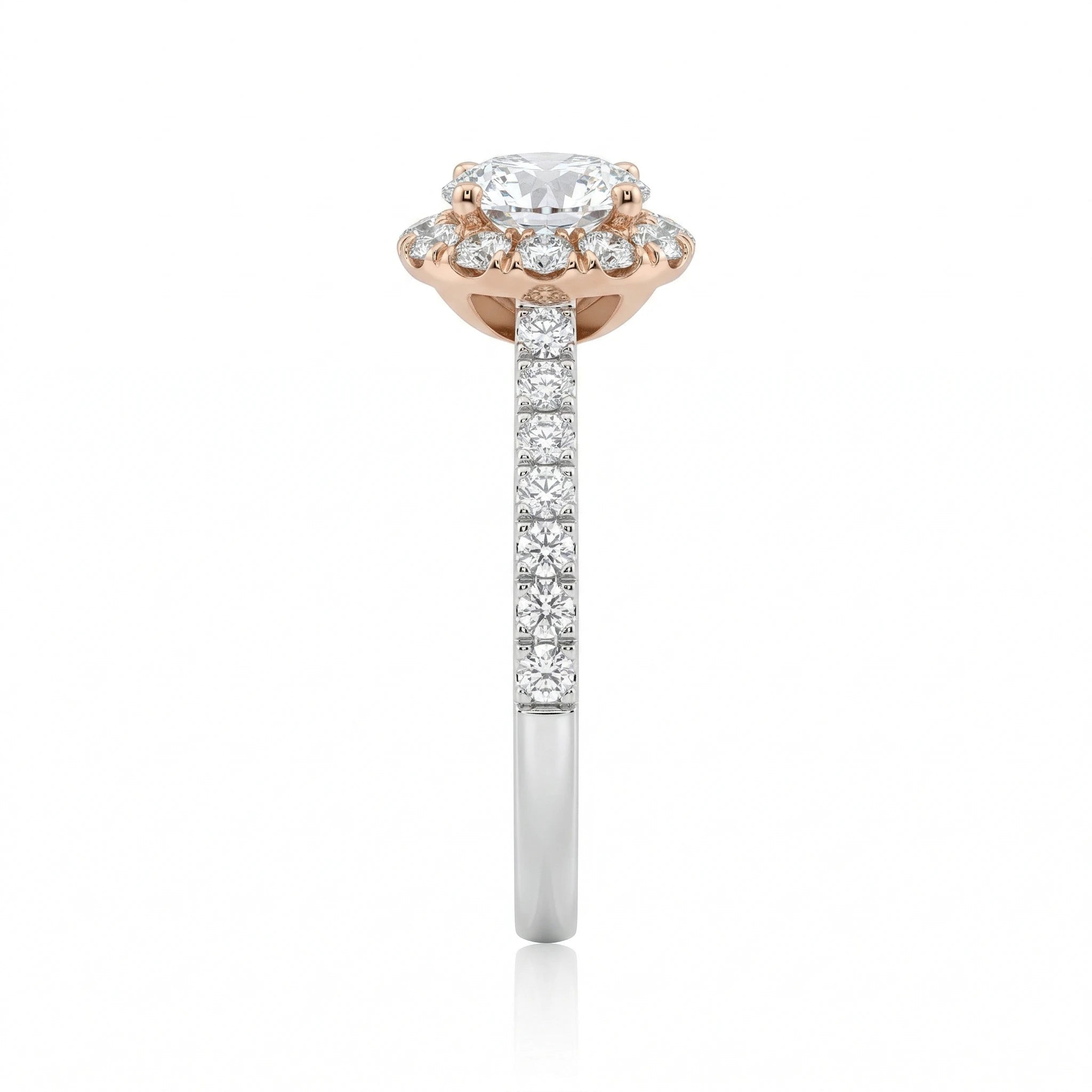 1.26ct Round Cut Natural Diamond Halo Setting Engagement Ring Chloe's Jewellers