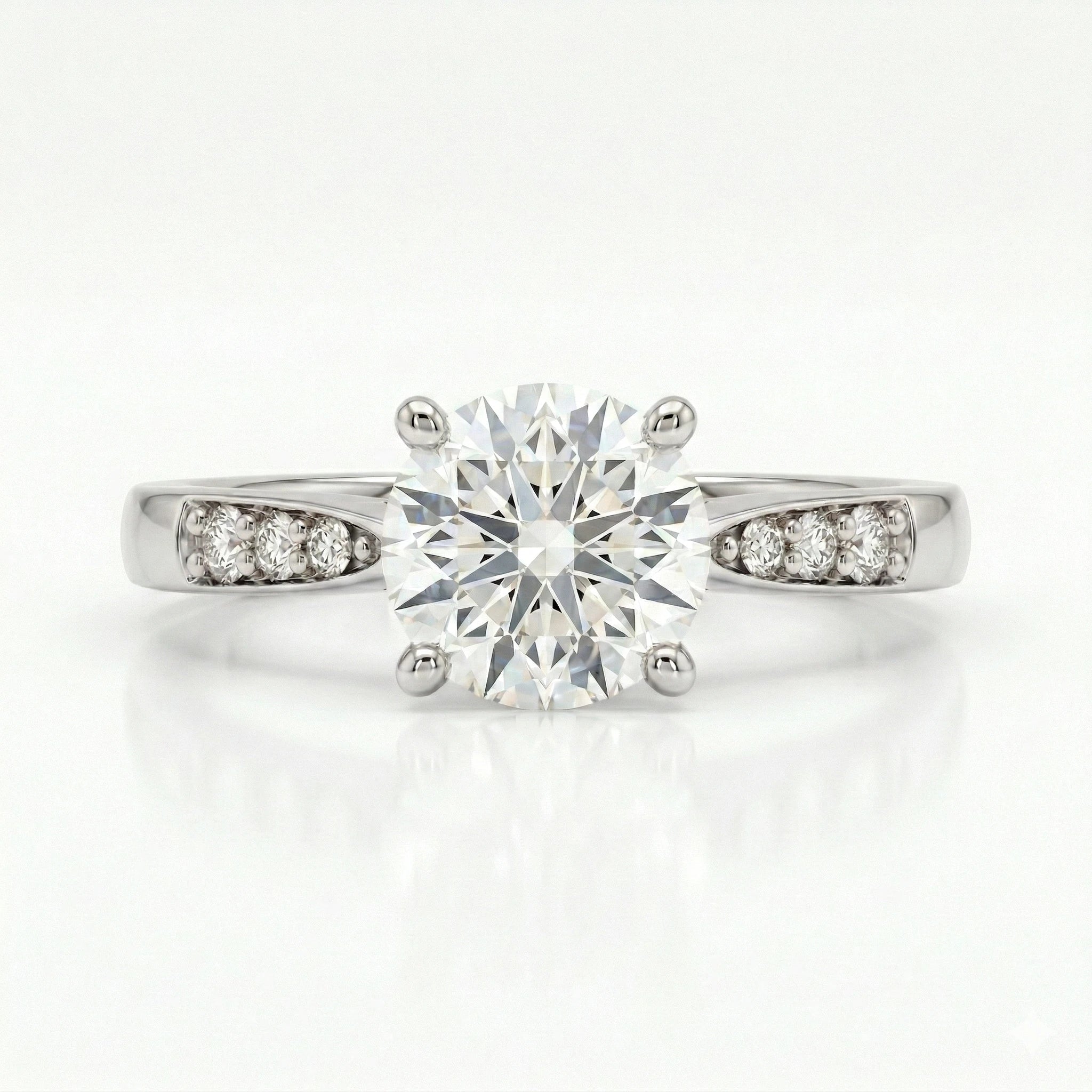 0.80ct GIA Round Cut Natural Diamond Engagement Ring with Stones on Shoulder Chloe's Jewellers