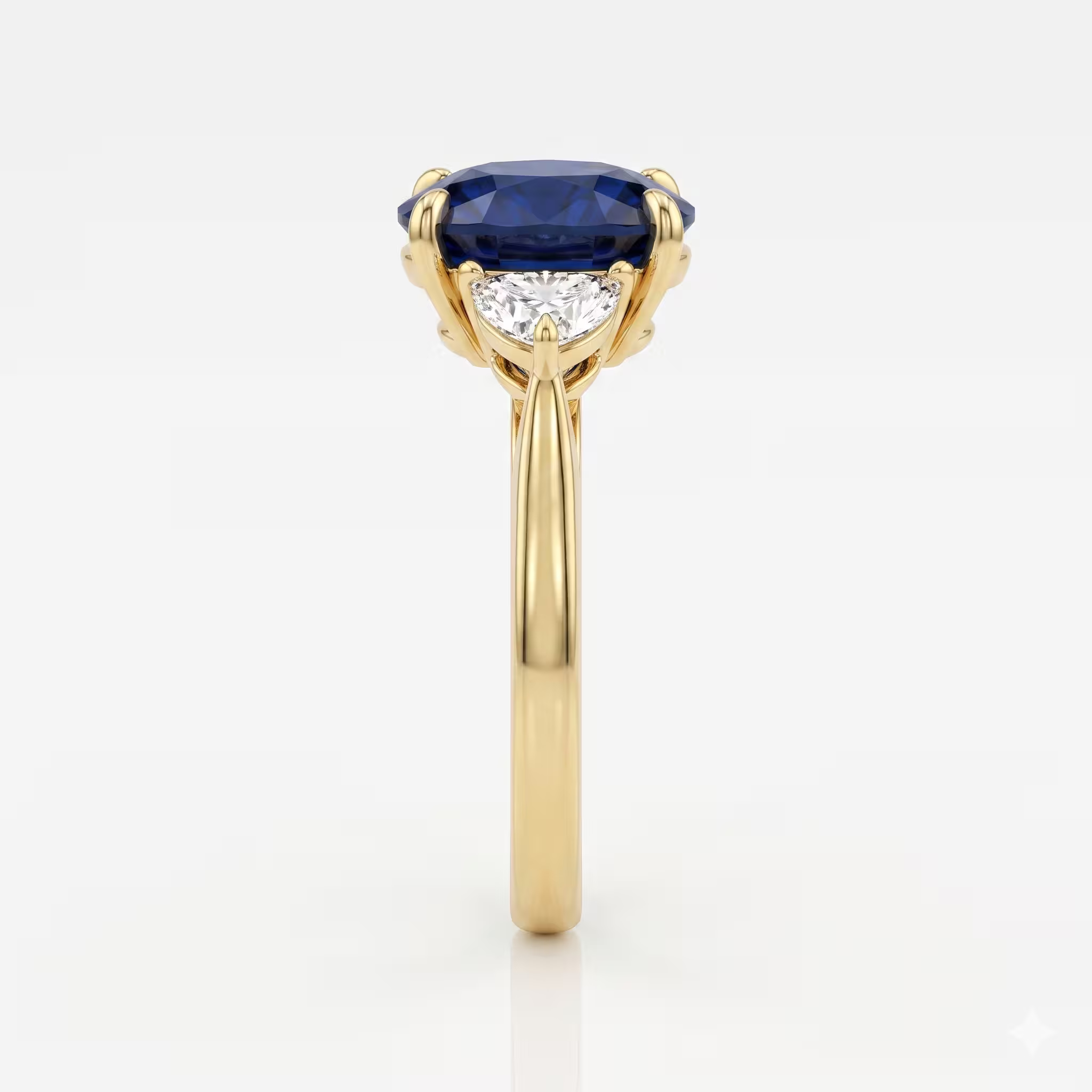 3.37ct Elongated Cushion Cut Sapphire Side Stone Engagement Ring - 18K Gold Chloe's Jewellers