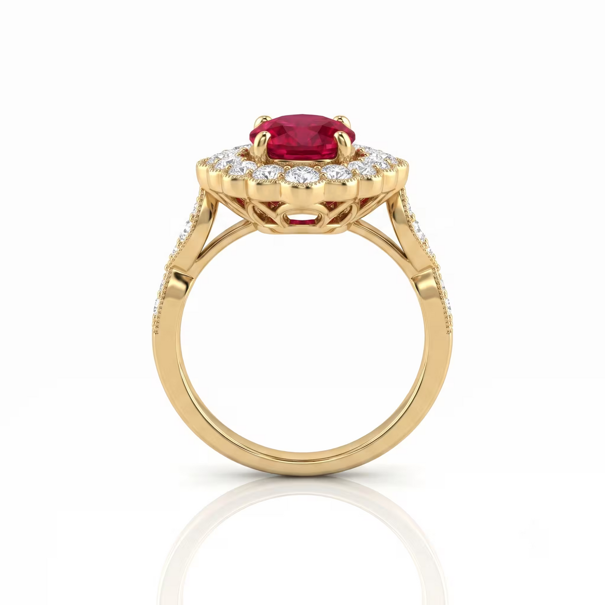1.01ct Burma Ruby Engagement Ring | F VS1 Diamonds | 18K Gold