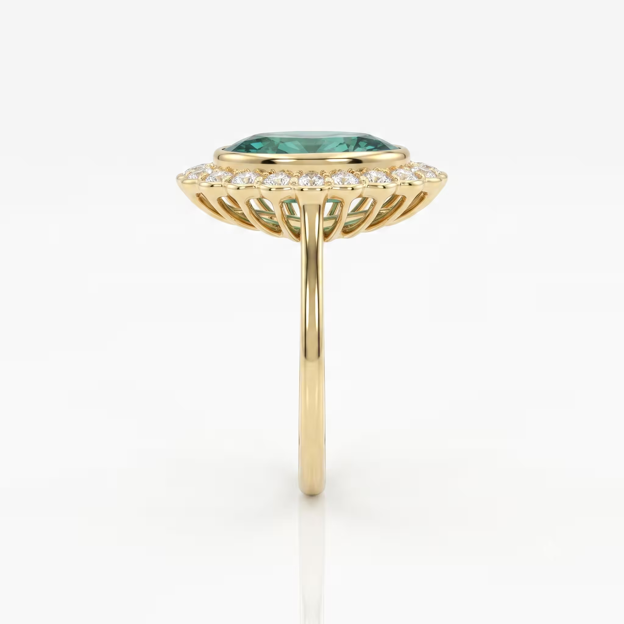 2.50ct Oval Cut Zambain Emerald Halo Setting Engagement Ring