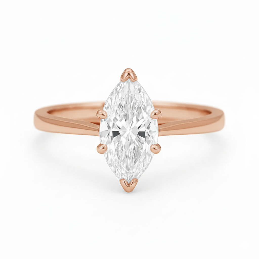 Platinum Marquise Diamond Solitaire Engagement Ring – 0.80ct H/VVS1