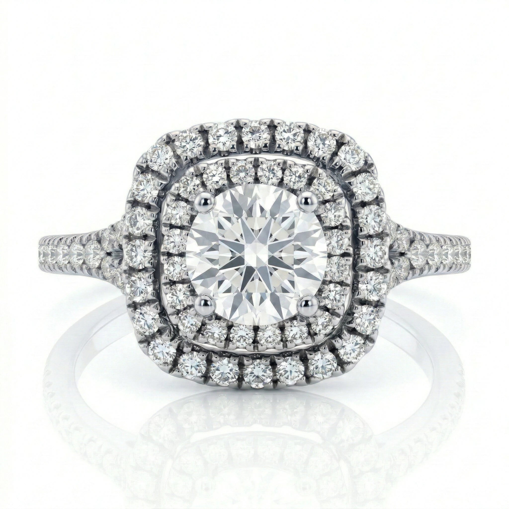 0.55ct GIA Round Cut Natural Diamond Double Halo Setting Engagement Ring Chloe's Jewellers