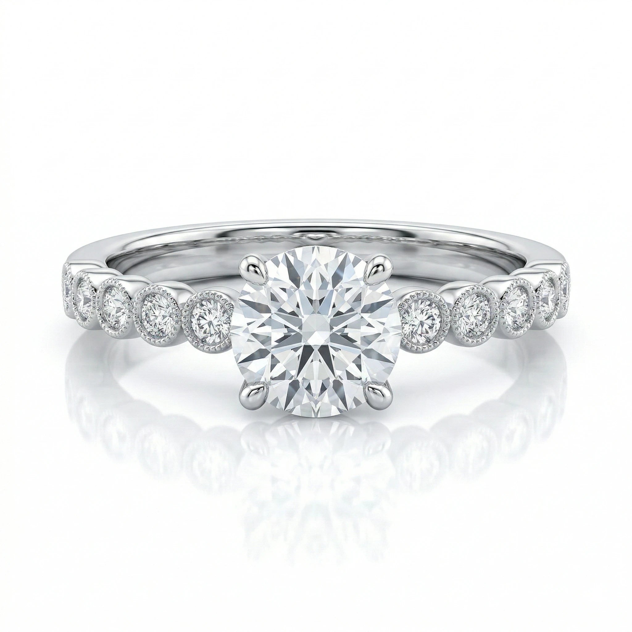 0.49ct GIA Round Cut Natural Diamond Engagement Ring, 18K Gold