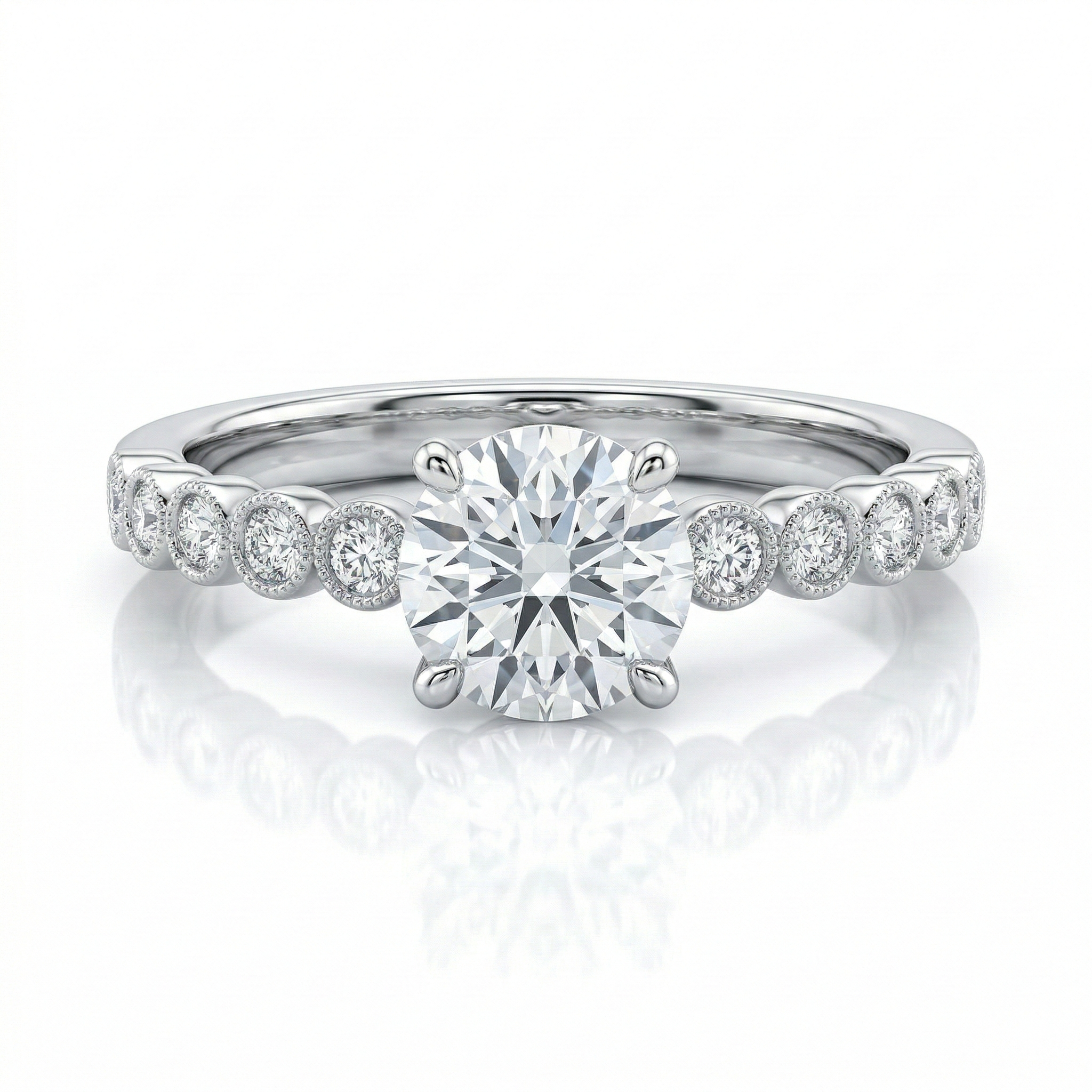 0.49ct GIA Round Cut Natural Diamond Engagement Ring, 18K Gold