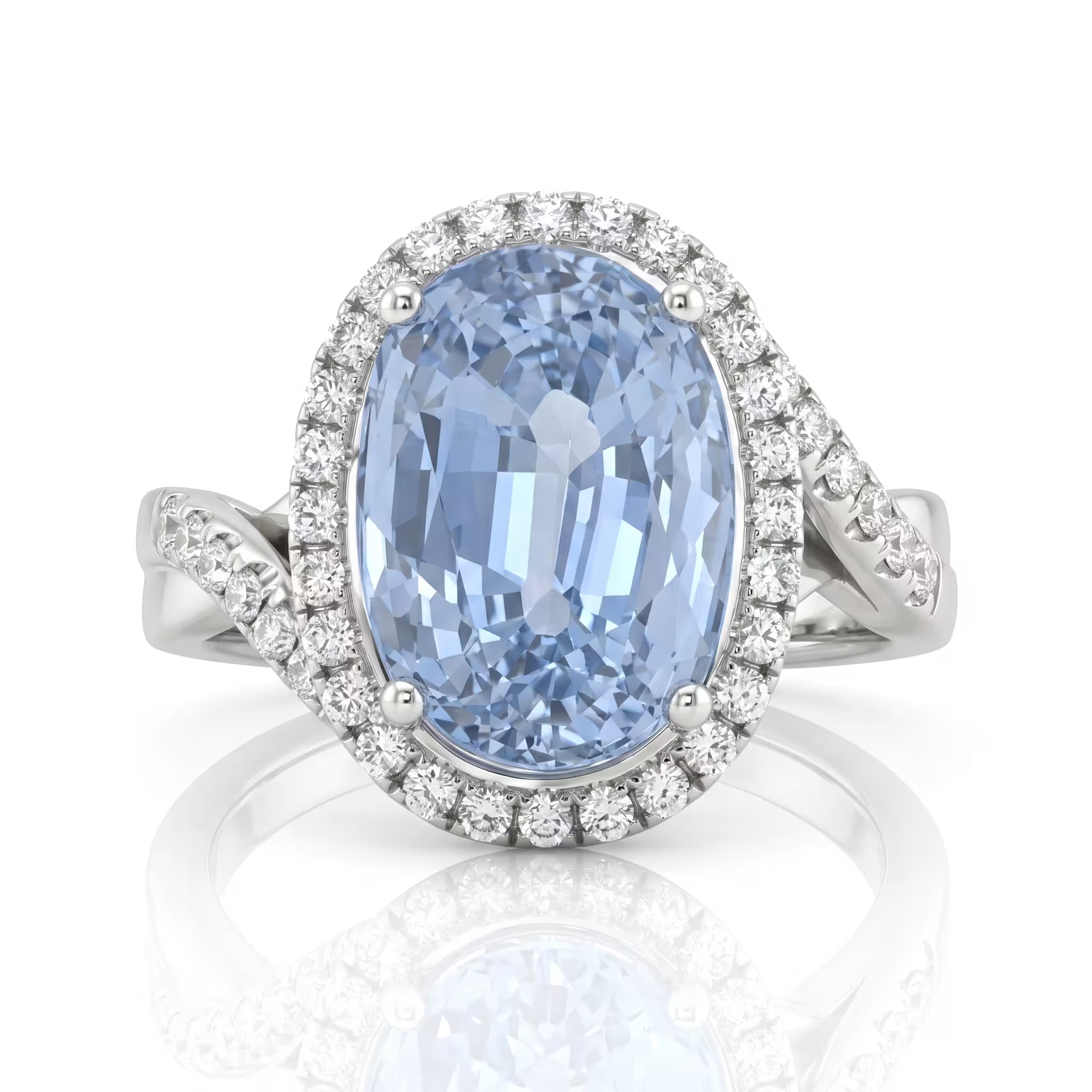 5.73ct Oval Cut Sri Lanka Blue Sapphire Engagement Ring - 18K Gold Chloe's Jewellers