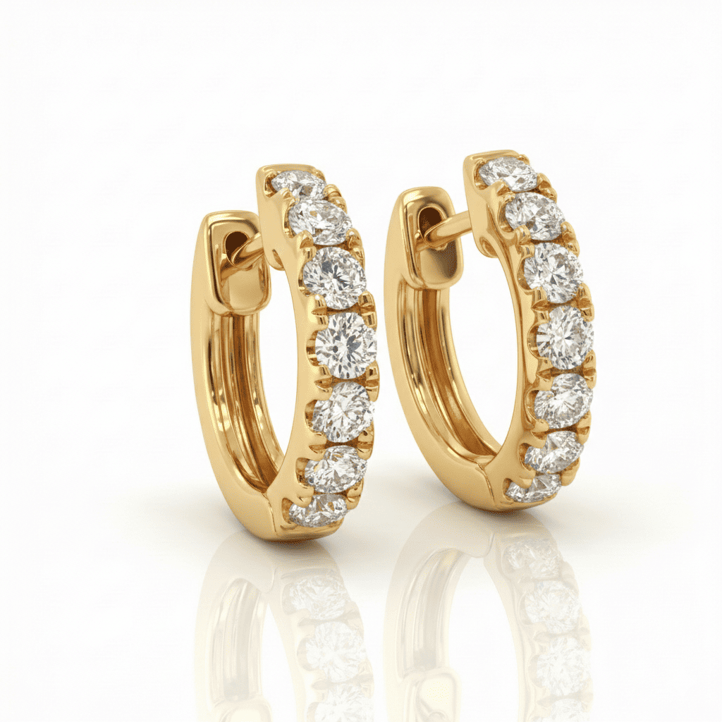 18K White Gold Brilliant Cut Diamond Round Hoop Earrings 0.48CT