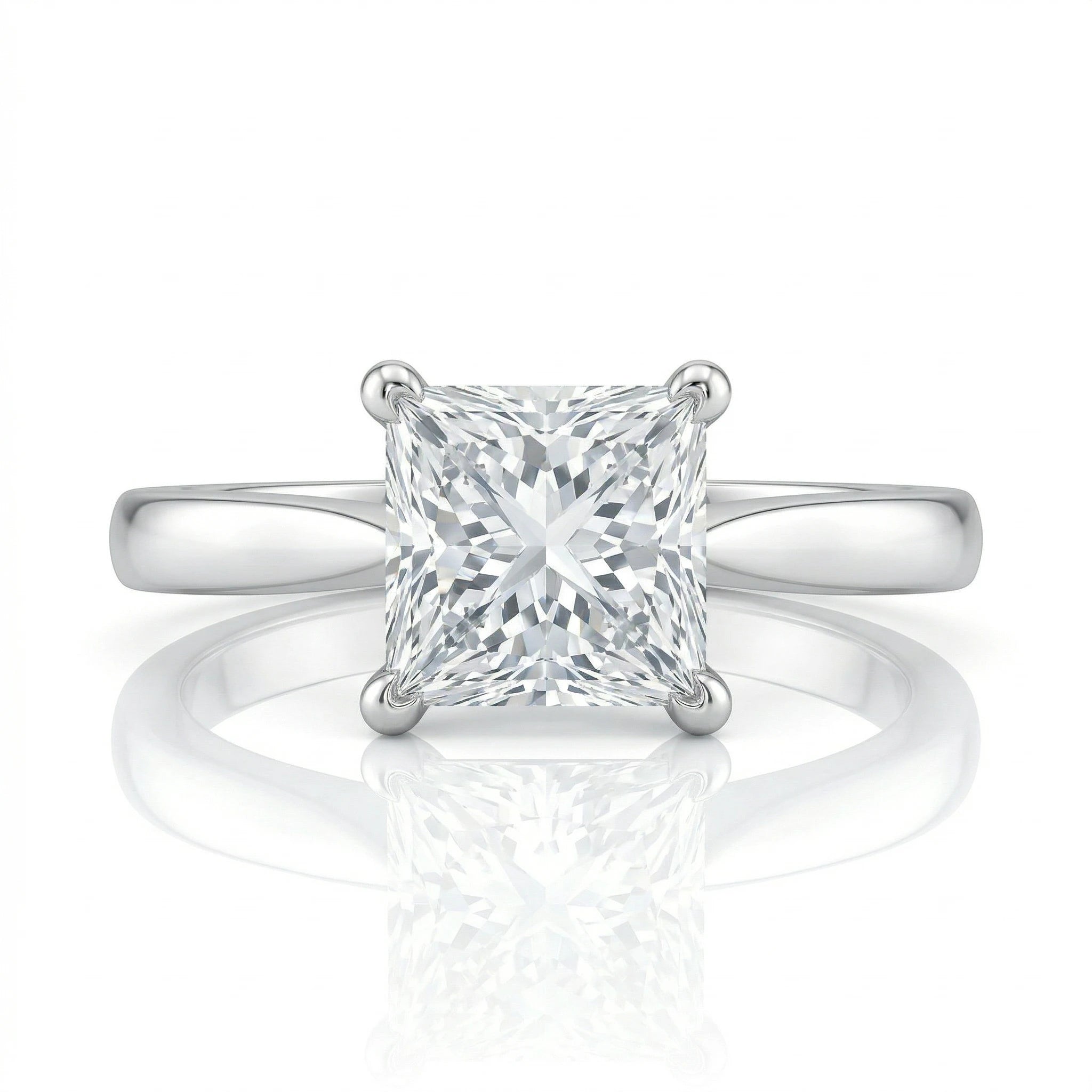 0.71ct GIA Natural Princess Cut Solitaire Setting Engagement Ring
