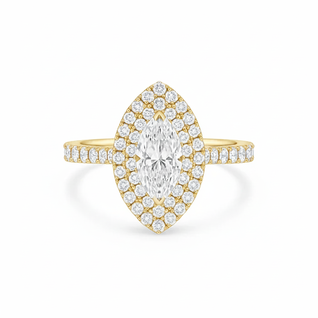 Daisy Double Halo Marquise Cut Diamond Ring
