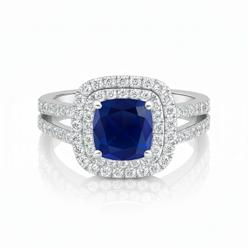 Jasmine Double Halo Sapphire Ring