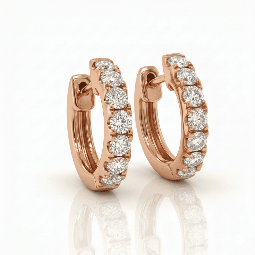 18K White Gold Brilliant Cut Diamond Round Hoop Earrings 0.48CT