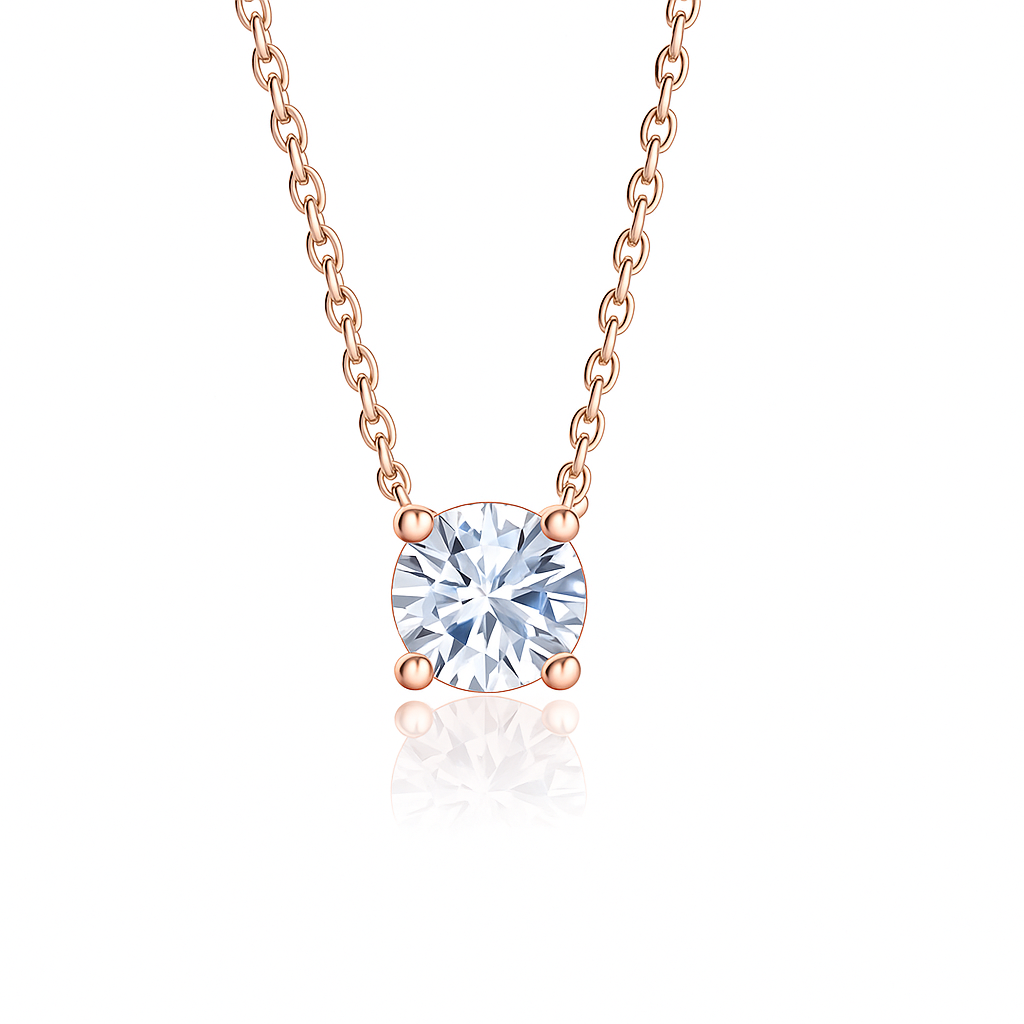 18K White Gold Round cut Natural Diamond Pendant Necklace 0.41CT