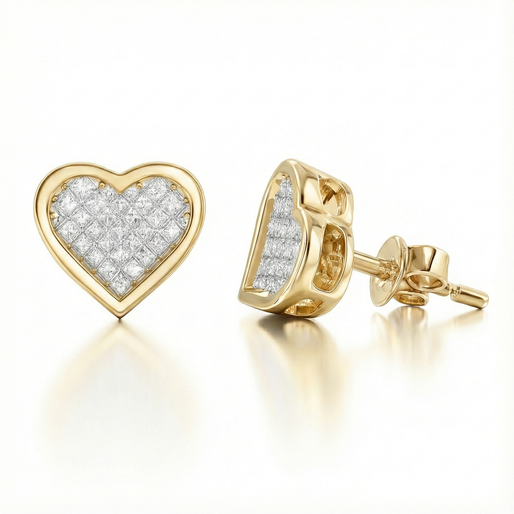 1.00ct Cluster Diamond Heart Shape Stud Earring, 18ct White Gold Chloe's Jewellers