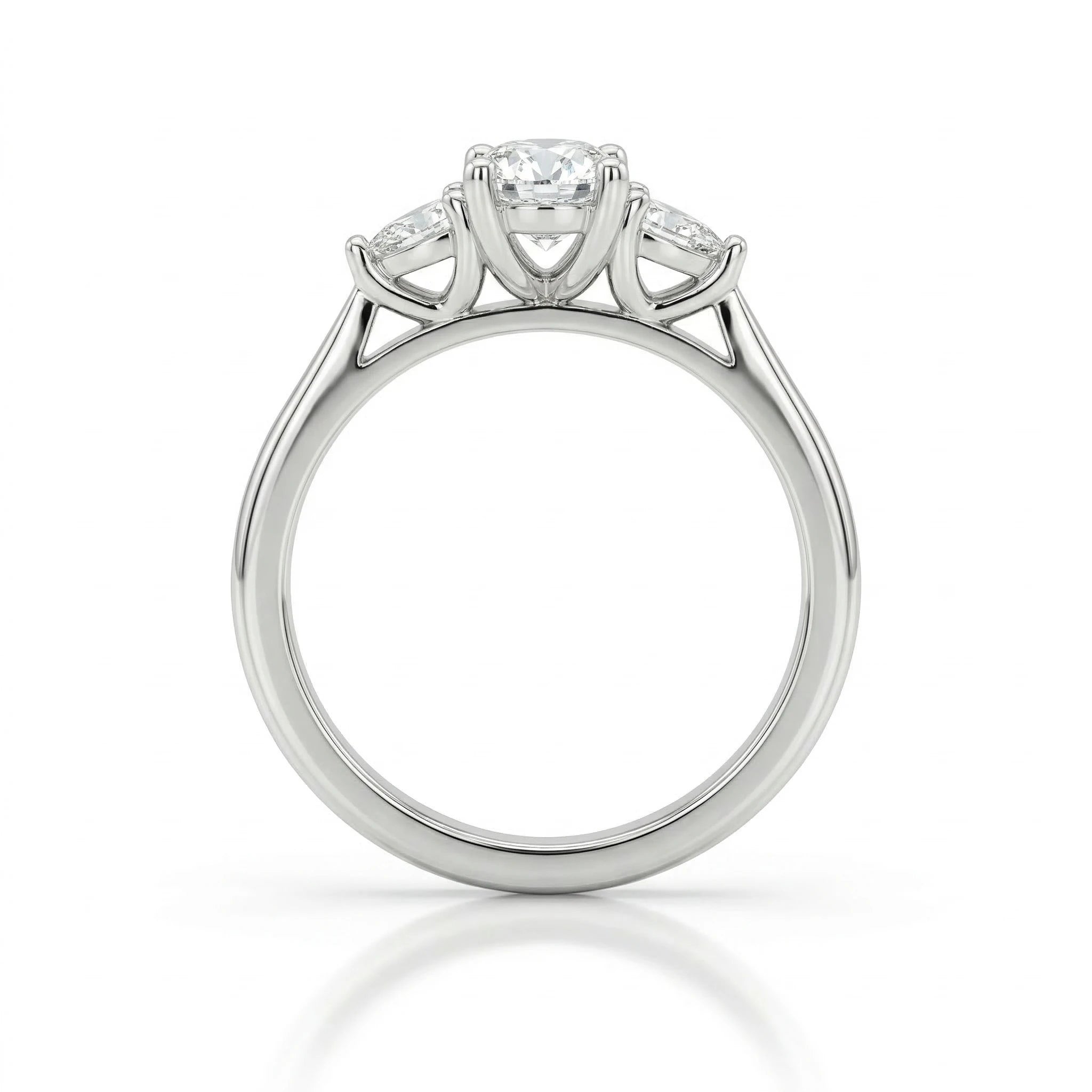 0.93ct GIA Oval Cut Natural Diamond Engagement Ring Two Side Pear Stone