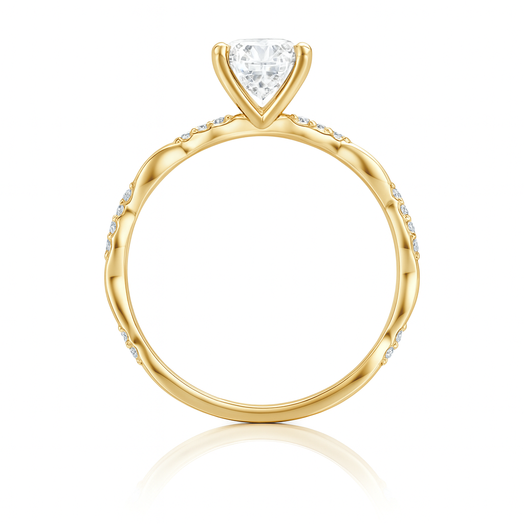 Natural Round Diamond Twisted Band Engagement Ring 0.90ct