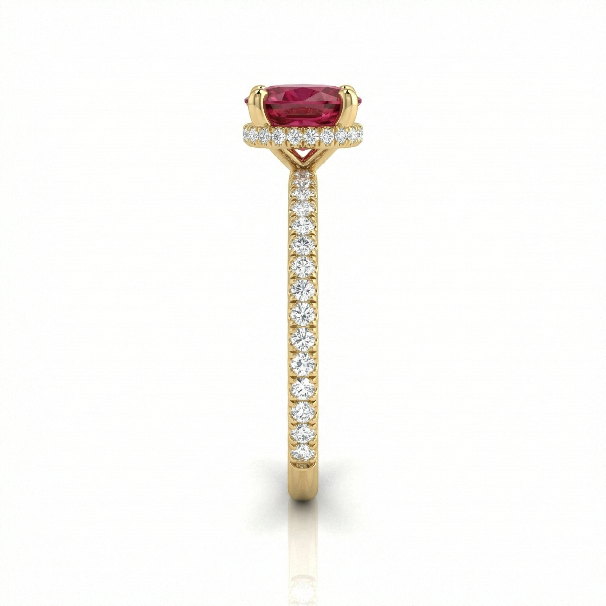 1.72ct Oval Cut Thai Ruby Engagement Ring, 18K Gold
